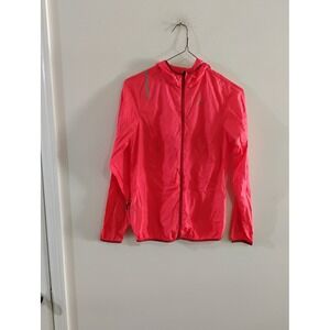 Decathlon Kalenji Running Windbreaker Jacket Neon Pink Hooded Mens Small